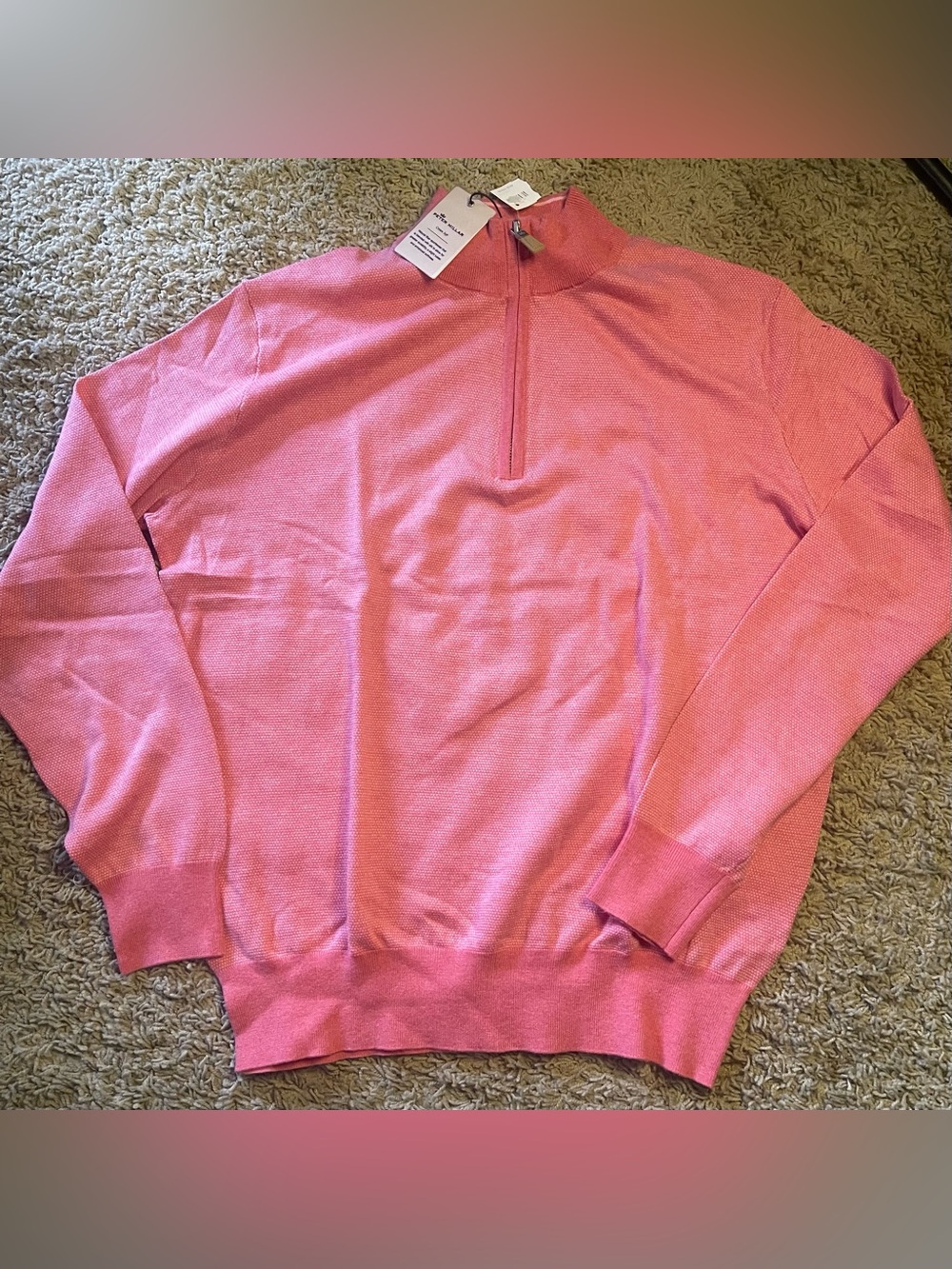 Peter Millar Quarter Zip NWT Red Ginger Crown Soft Size MedCotton Cashmere Silk